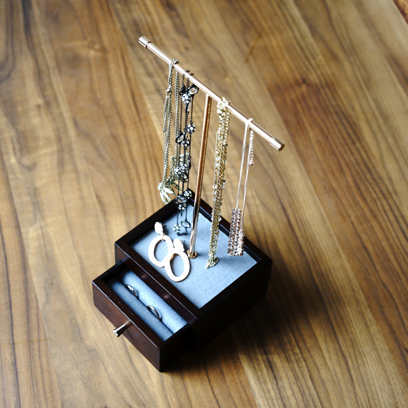 Support à bijoux en bois en métal