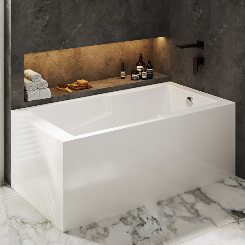 Voltaire 60 x 32 Right Hand Drain Drain Alcove Tub with Corner Apron, Right