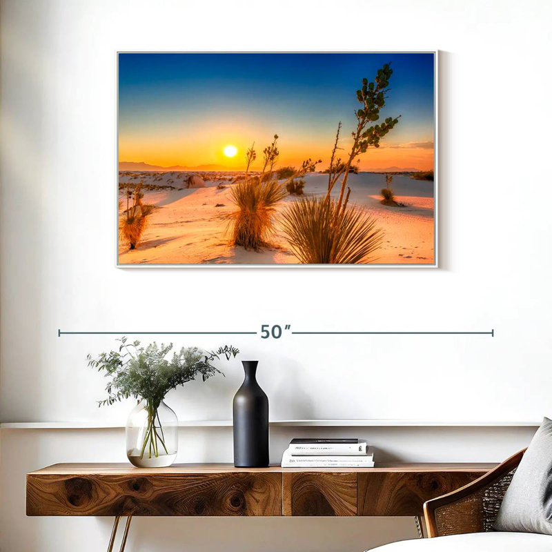 Coucher de soleil White Sands, Cadre flottant blanc, 37 po x 25 po