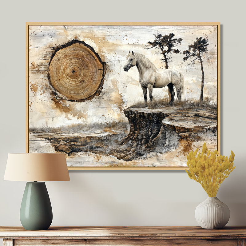 Mariyon cheval en bois, lever de soleil de l'horizon II - cheval, décoration murale, H 12 po x l 20 po