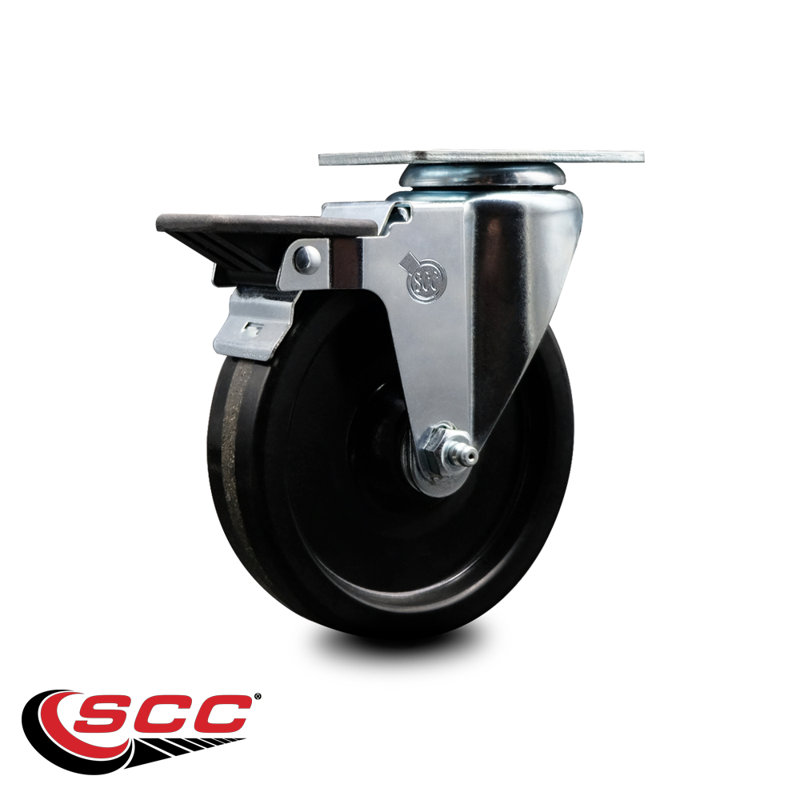 5 Inch Phenolic Wheel Swivel Top Plate Caster Posi Brake Service Caster Brand