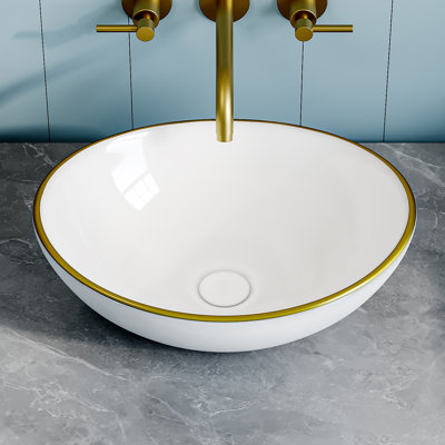 Eclisse 16" L x 13" W Vitreous China Oval Vessel Bathroom Sink