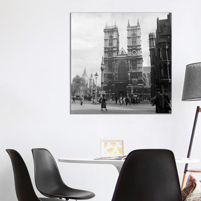 1930s Street Scene Westminster Abbey City Of Westminster Central London England by Vintage Images - Wrapped Canvas Gallery-Wrapped Canvas Giclée