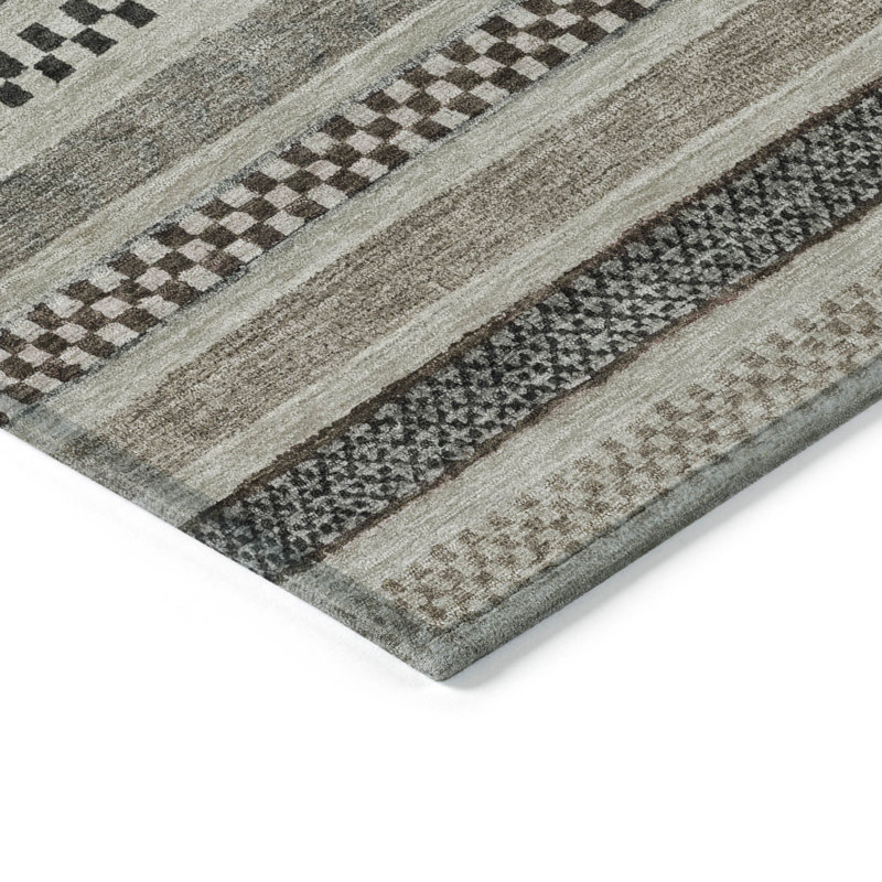 Tapis taupe Claudian ACN1625 intérieur / extérieur lavable à la machine, Rectangle 10 pi x 14 pi