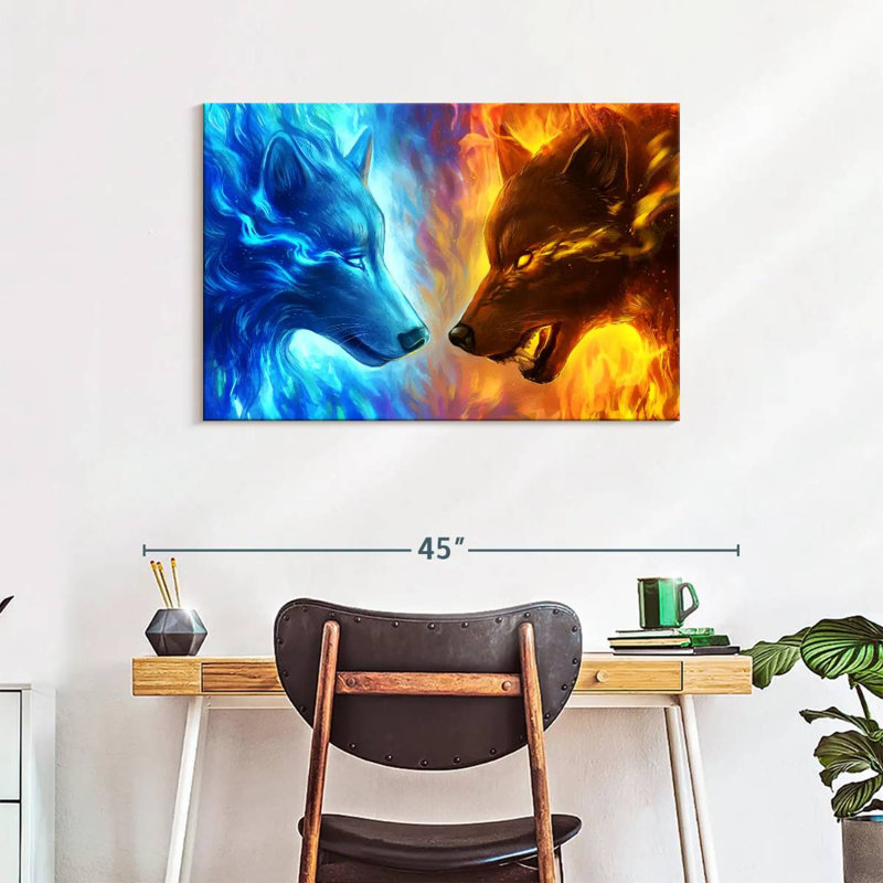 Brampt Fire And Ice Wolves, 24" H x 36" W