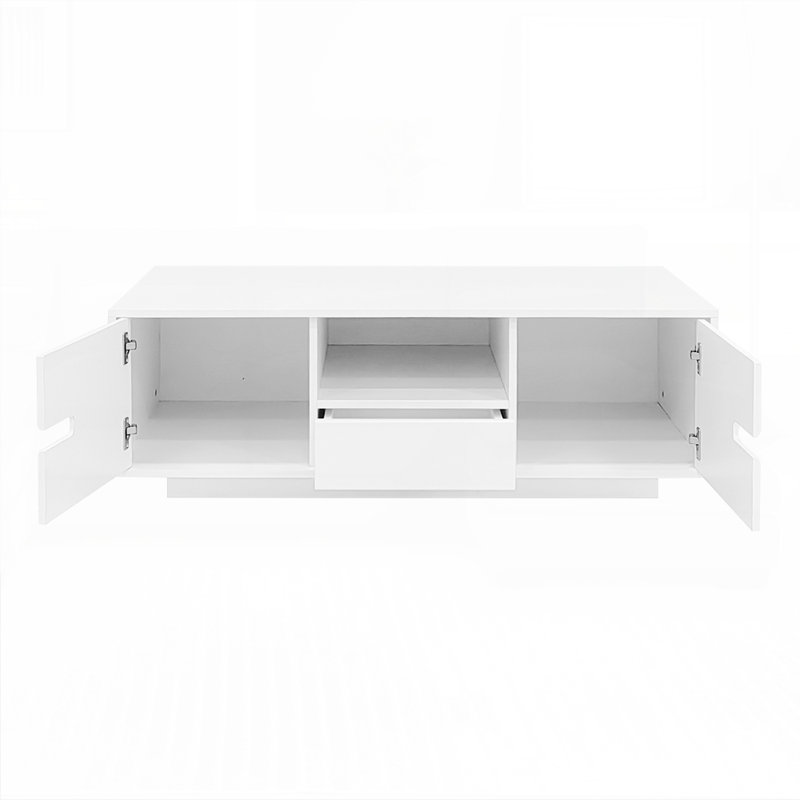 Table basse moderne et moderne avec plateau de rangement et 16 lumières DEL de couleur pour le salon, Blanc