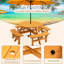 Repas de camping extérieur pour 8 personnes, création en bois massif, table de 43,3 pouces, quatre bancs, ensemble de fixation pour 2 parasols, bois de sapin,