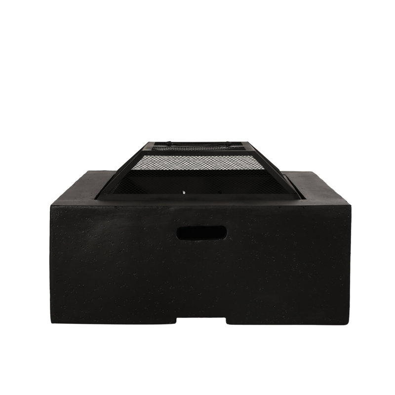 29" Square Fire Pit With Wood Burning - Dark Gray Magnesium Oxide, Outdoor Amusement Spot, 28.53 In. D X W 17.41 H, 54.23 Lb Made Of Oxide Gathering Essential, In.,