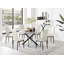 Tierra Modern Concrete Effect and Chrome Metal 6 Seat Dining Table Set - Luxury Velvet Dining Chairs-88388527-88388523