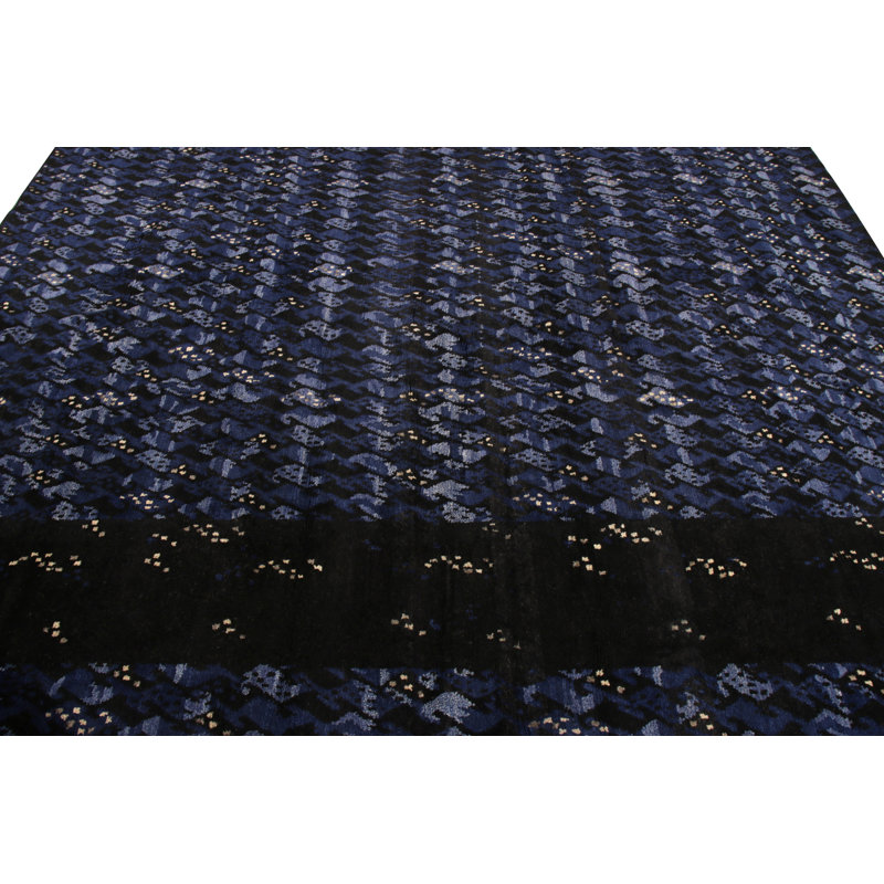 Hand Knotted Wool Geometric Area Rug, Rectangle 9' x 12'