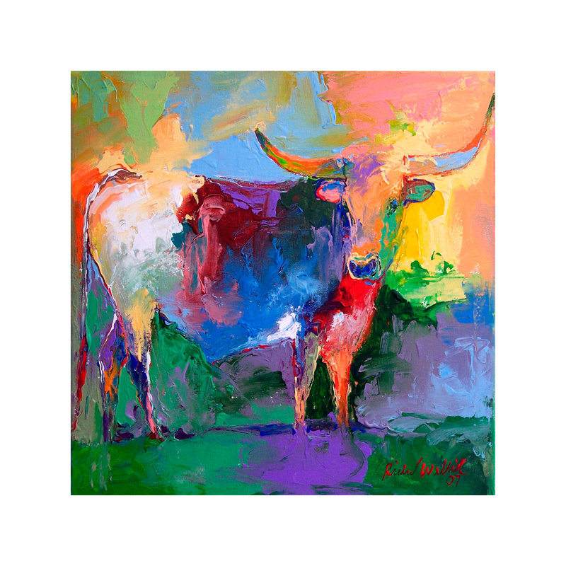 Bull by Richard Wallich - Painting on Canvas, 45.72 cm H x 45.72 cm W x 1.91 cm D, No Frame