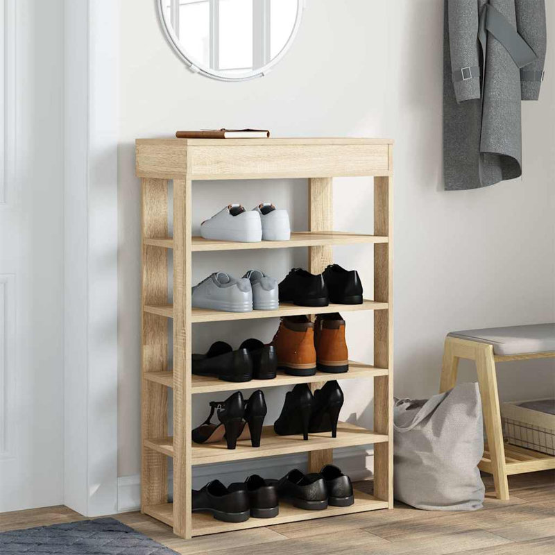 Shoe Rack 80X30x98 Cm Engineered Wood, Sonoma Oak, 98cm H x 60cm W x 30cm D