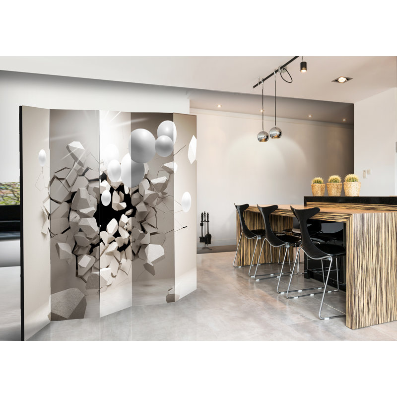 225cm W x 172cm H 5 - Panel Wood Folding Room Divider