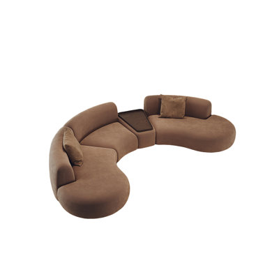 Canapé 127,56 "incurvé brun avec table d'appoint intégrée 127,56"