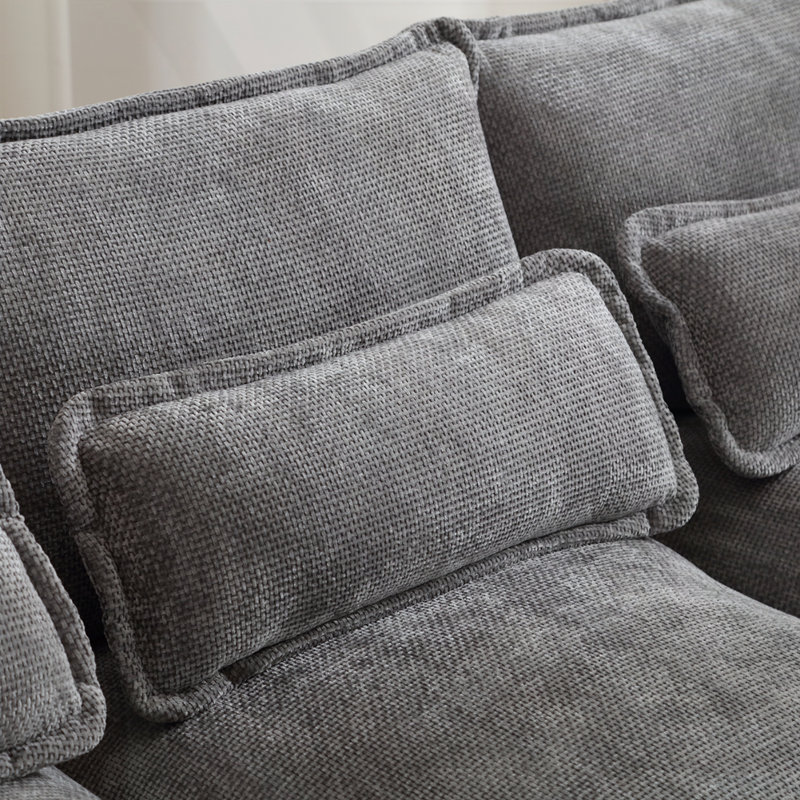 Canapé en U, Chenille gris pâle