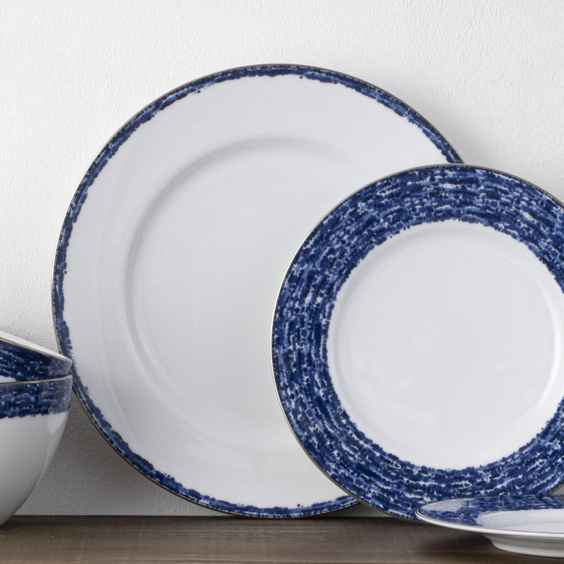 Noritake Rill Dinner Plates, 10-1/2", Blue
