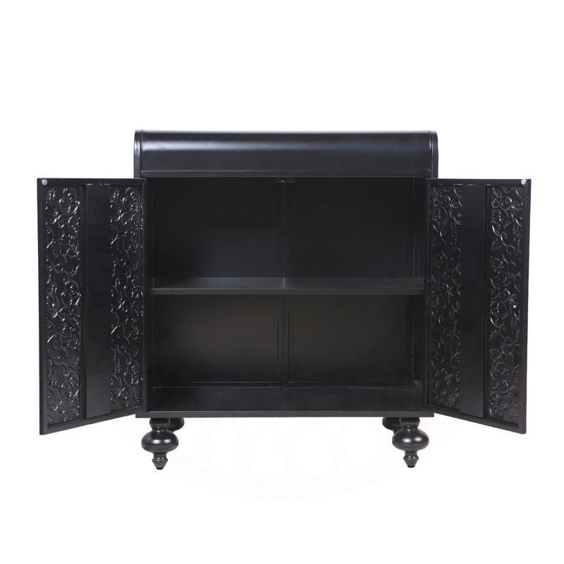 Art Accent Cabinet With 2 Doors, Sideboard Buffet Cabinet with Storage, Distressed Decorative Storage Cabinet With Embossed Pattern For Entryway Living Room Dining Room, Black