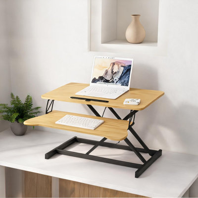 Transformez votre espace de travail avec un convertisseur de bureau assis-debout en acier et MDF, plateau de 80 cm de large, hauteur réglable