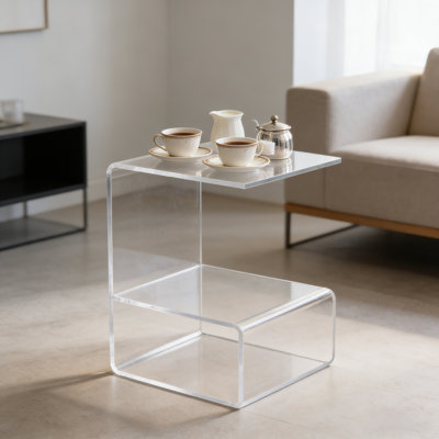 Acrylic Side Table 3 Tier Narrow Shelf Modern End Table For Living Room Bedroom Hallway Office Storage