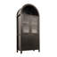 Grande armoire de rangement cannelée 71 po avec tablettes réglables, rangement élégant avec tiroir caché et porte vitrée-426552416