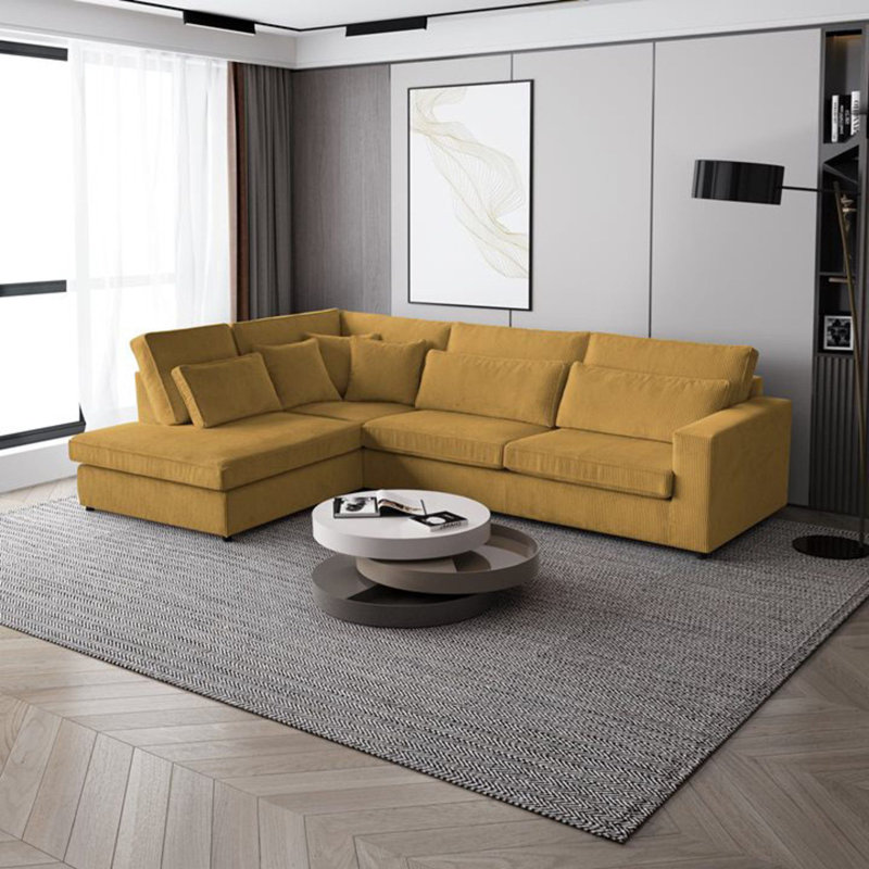 Preslea 6 Seater Sofa & Chaise, Left Hand Facing, Yellow