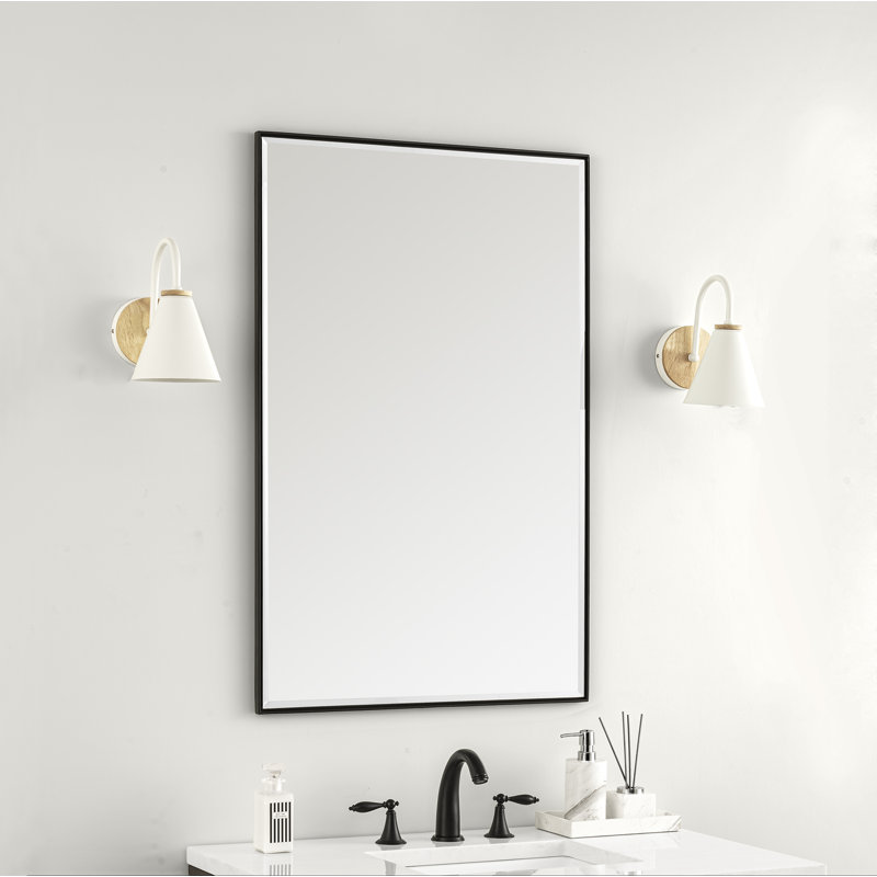 Rohe Beveled Mirror, 26" W x 40" H, Matte Black