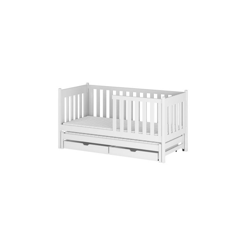Granville European Single (90 X 200 Cm) Cabin Bed with Storage Included with Trundle Included, White, 90 x 200cm