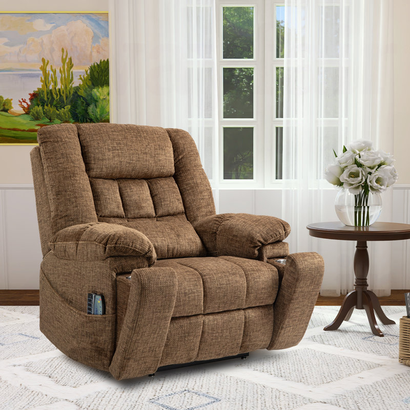 Muli 43.20"W Power Lift Recliner with Head & Footrest, Dual Motor, Lay Flat, Lumbar Support, Brown
