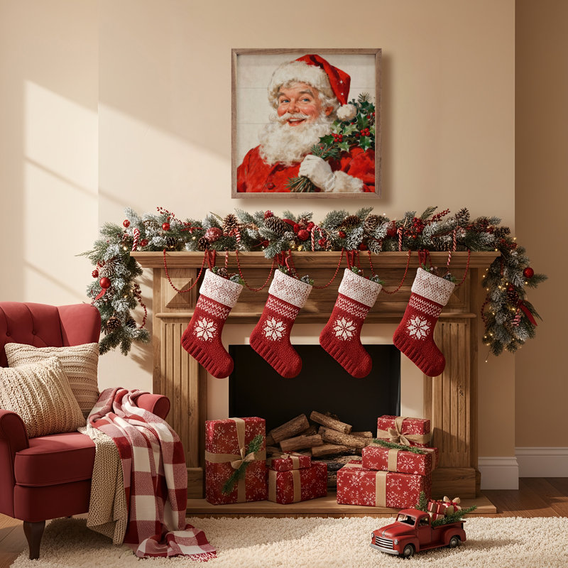 Santa Claus And Mistletoe, H 16 po x l 16 po