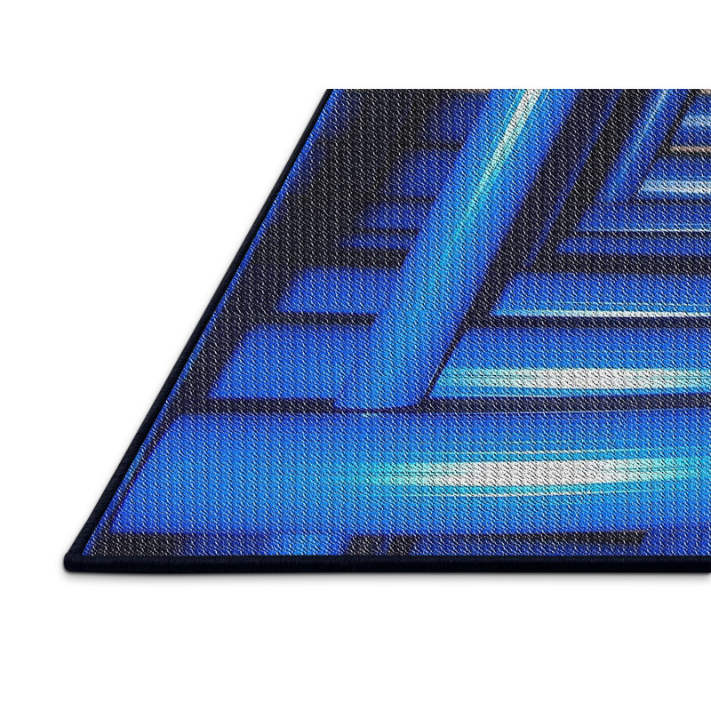 Tapis de zone bleue à motifs, Rectangle 4 pi x 6 pi