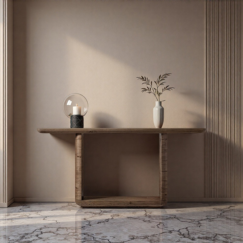 Console en bois massif de style moderne, Brun