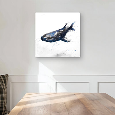 Abstract whale shark - Blue Animals metal print for decor