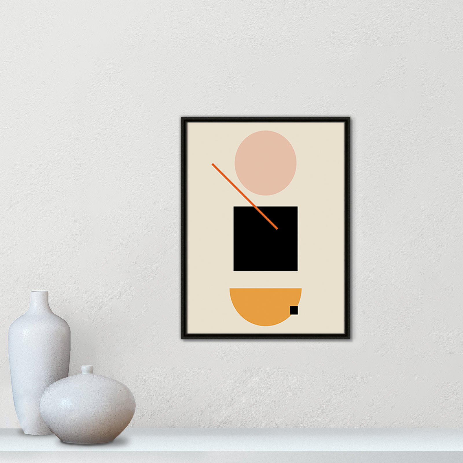 Simple Shapes Print, Espresso Framed, 25.5" H x 19.5" W x 2" D