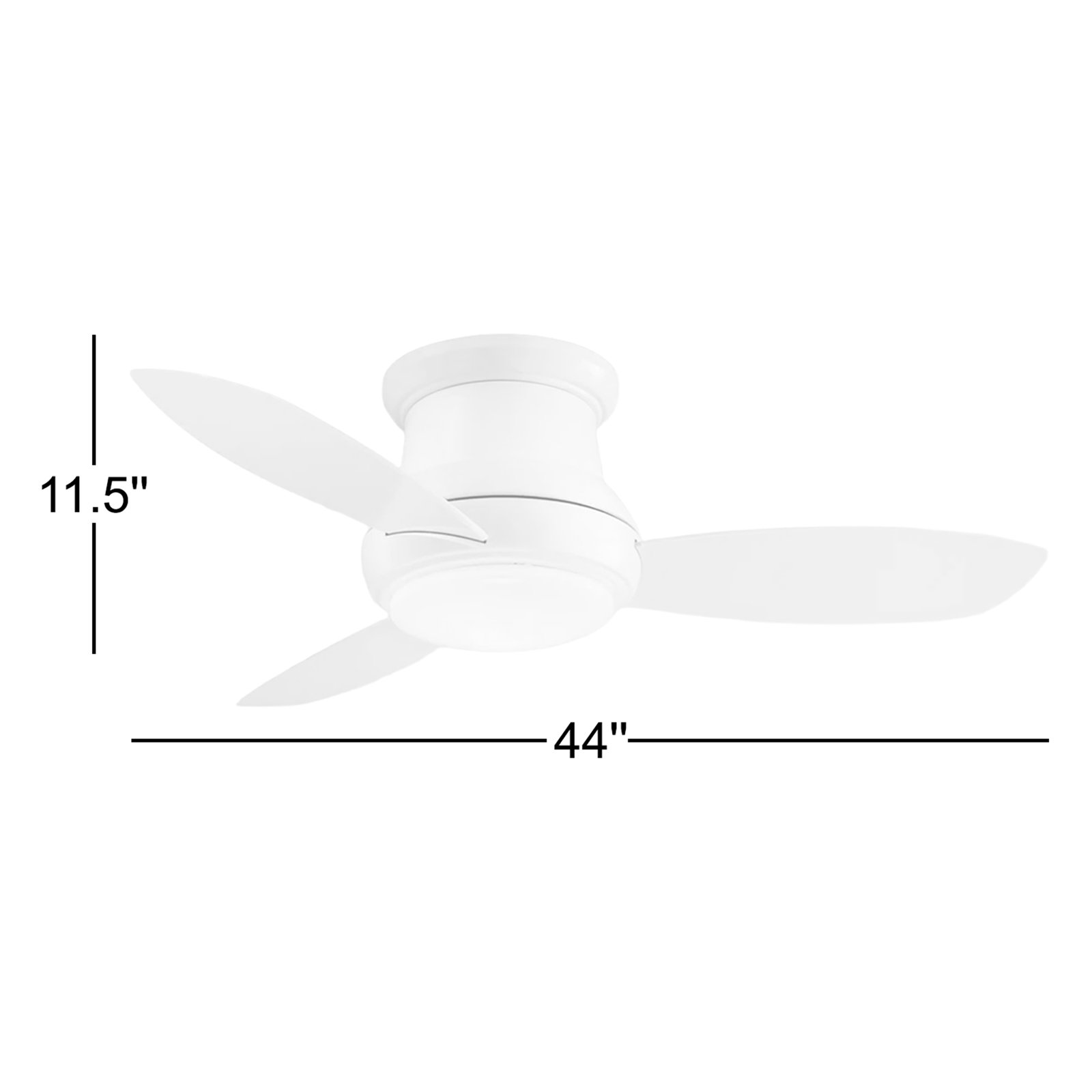44" Concept II 3 - Blade LED Propeller Ceiling Fan with Remote Control and Light Kit Included, White, LED