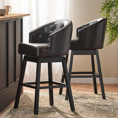 Farmington Swivel 30.25" Faux Leather Bar Stool