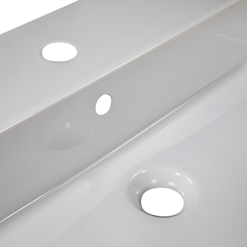 Nantucket Sinks Newport 28'' White Fireclay Rectangular Wall Mount Bathroom Sink with Overflow