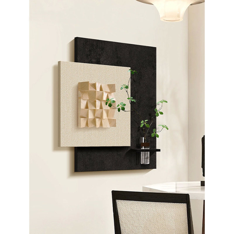 Art mural 3D en grès de bois massif 3D sans verdure, H 39,37 po x l 31,5 po x P 5,51 po