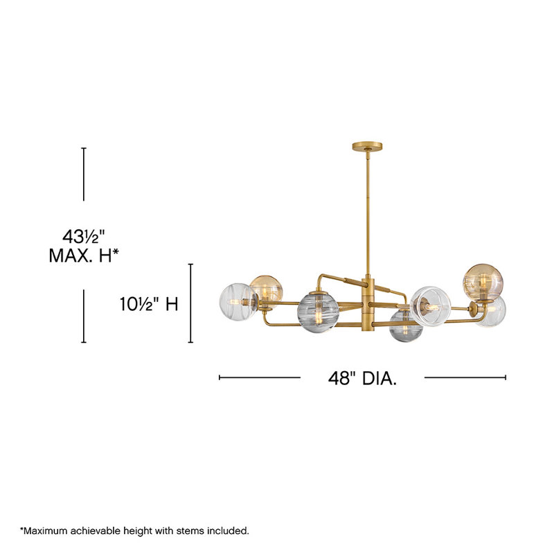 Oberon 8 - Light Chandelier, Heritage Brass