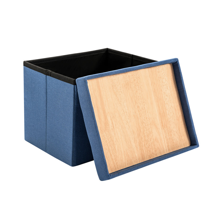 Repose-pieds de rangement pliable avec couvercle réversible, Bleu