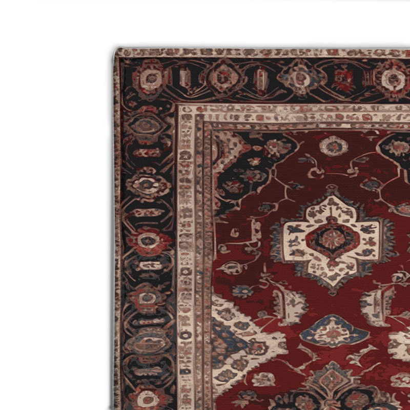 Persian Black Indoor and Outdoor Area Rug, Rectangle 8' x 10'
