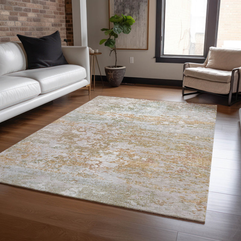 Machine Washable Indoor/Outdoor Xhevrie Coral Rug, Rectangle 3' x 5'