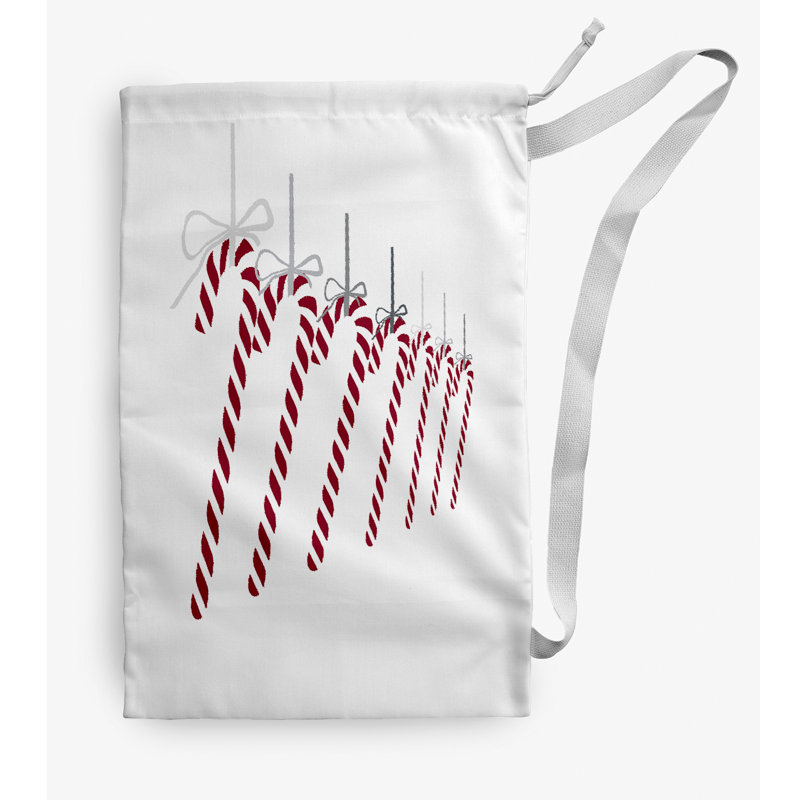 Sac à linge Candy Canes Christmas, Moyen (H 36 po x l 28 po), gris