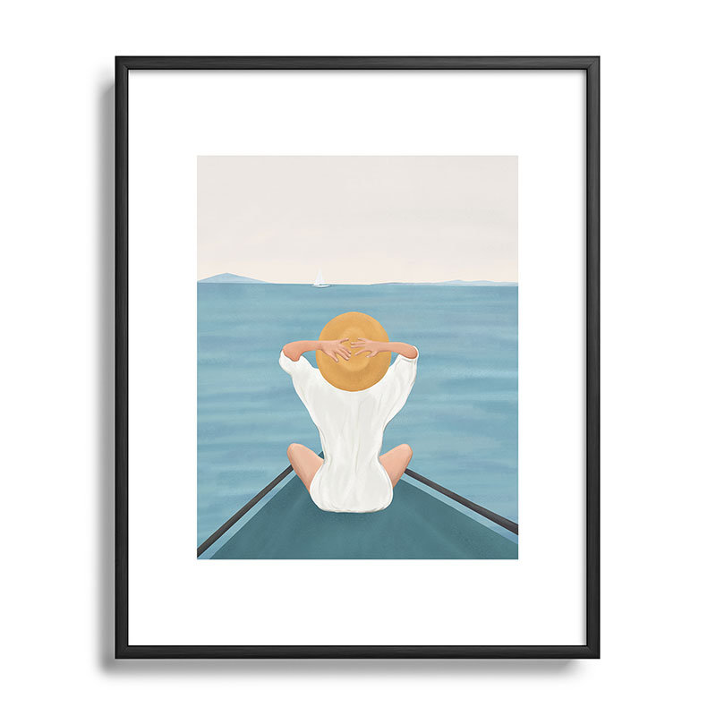 «Flow Line Summer Holiday I», reproduction d'art sur métal, Noir, H 10 po x l 8 po