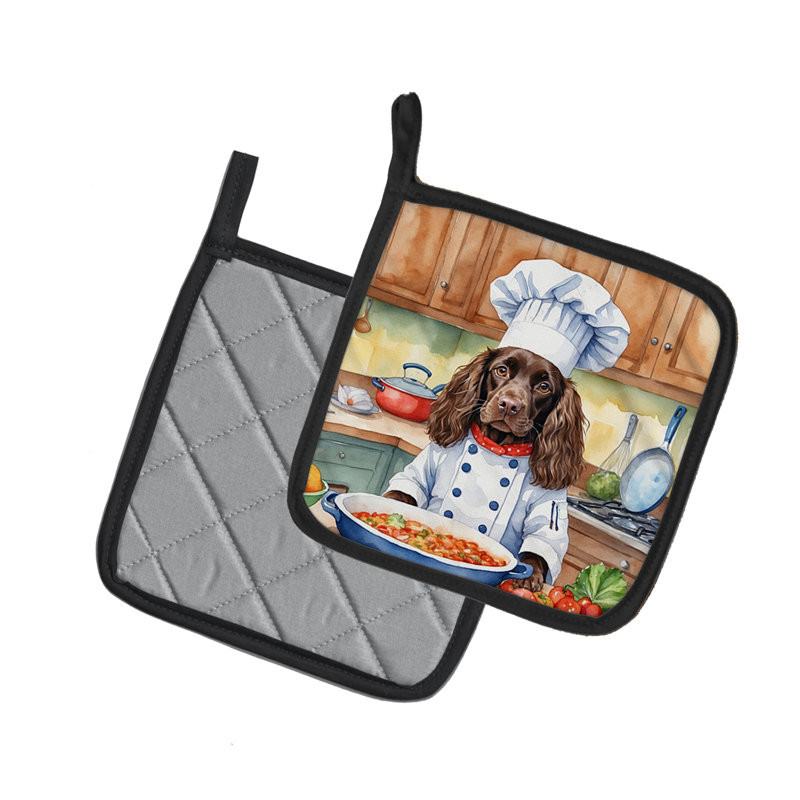 Caroline's Treasures The Dog Chef Polyester Potholder Set