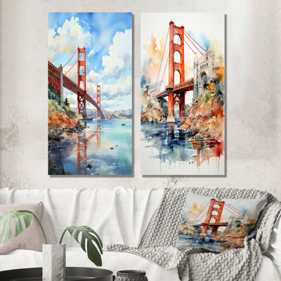 «Blue Bridge Architectural Marvel», 2 pièces sur toile