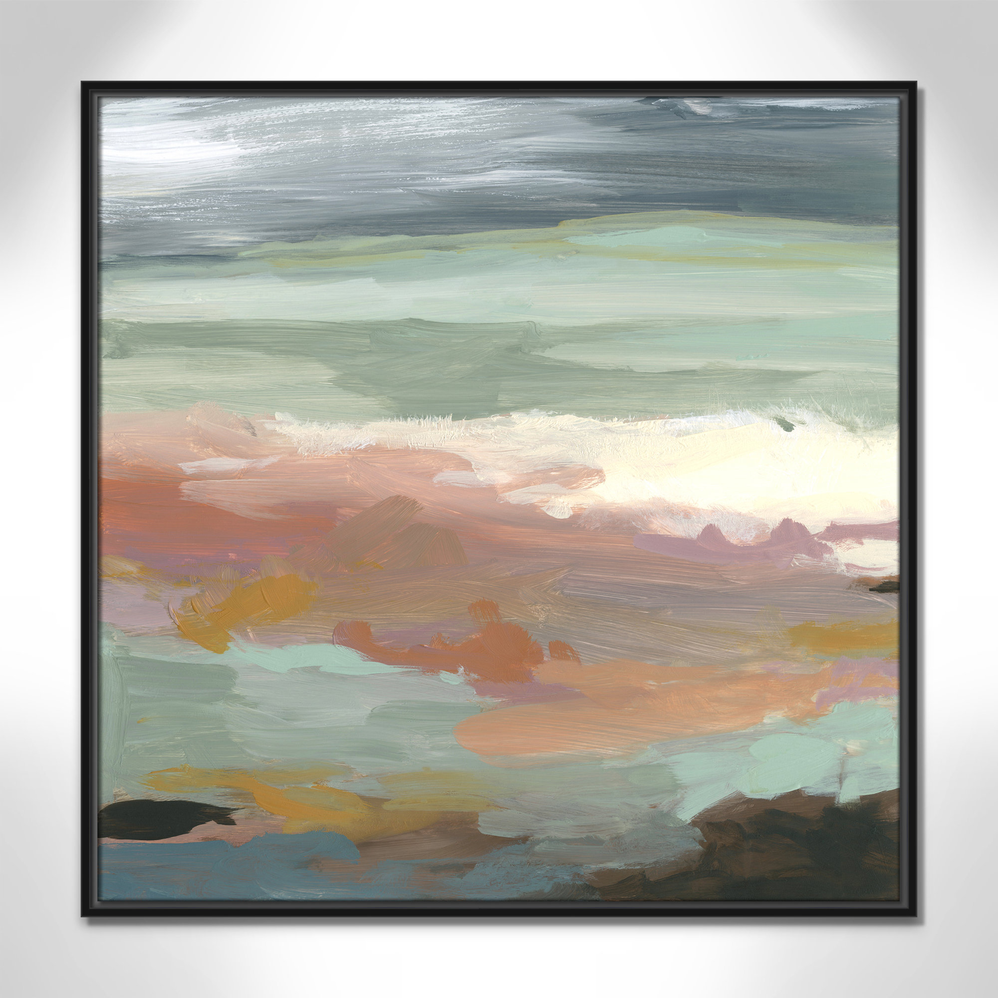 Ocean Bluffs by Carol Robinson - Painting Print on Paper, 31.5" H x 31.5" W, Black, Picture Framed Canvas