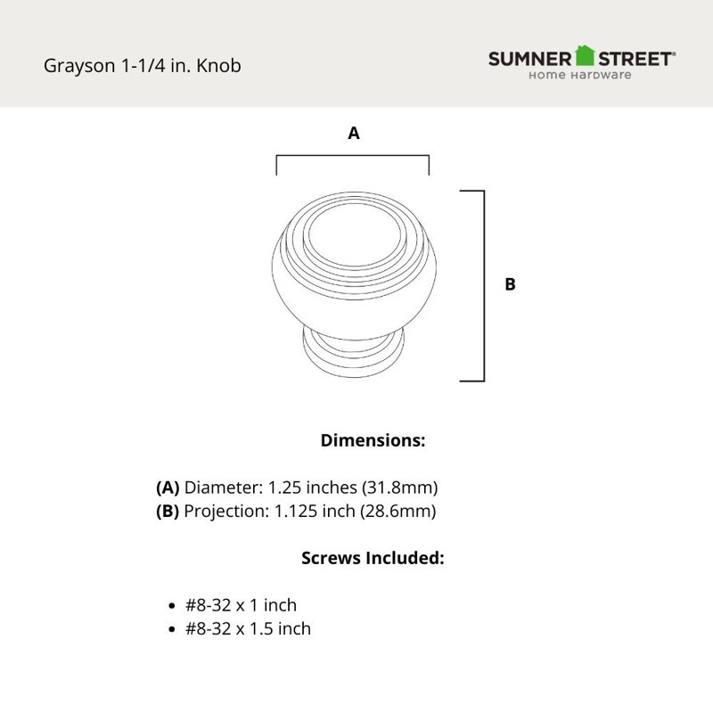 Grayson 1 1/4" Satin Copper Orbit Knob, Satin Copper, 1 1/4"