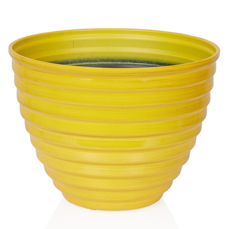 Indoor/Outdoor Round Planter, 9" H x 12" W x 12" D, Yellow