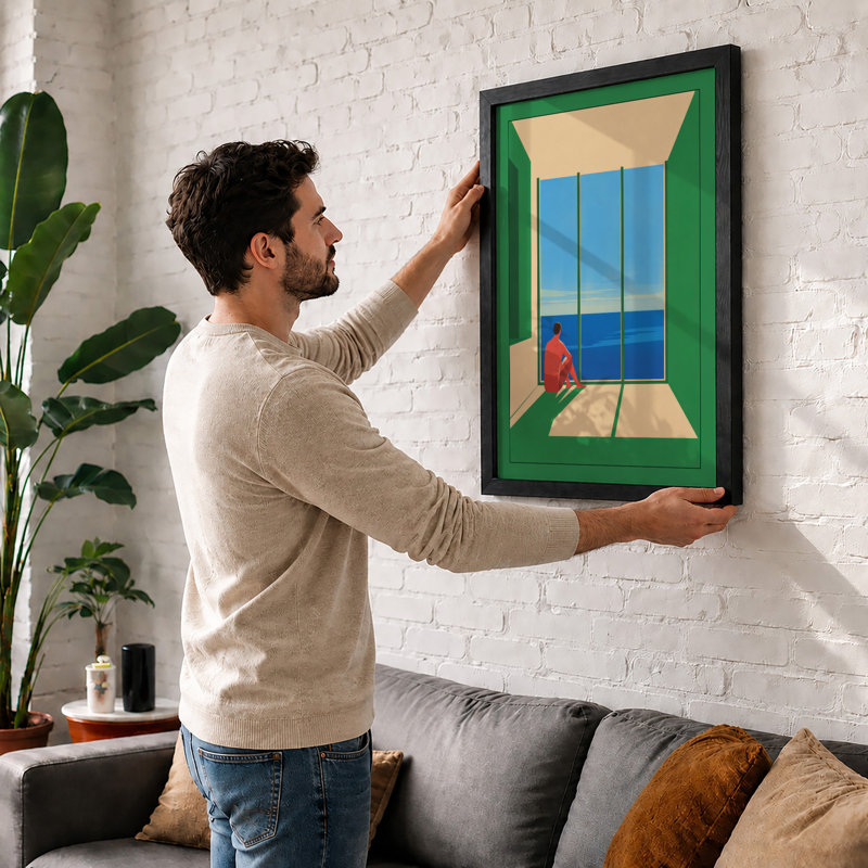 Window To The Sea Minimalist - Print, A3 - 42.0 x 29.7 cm, White