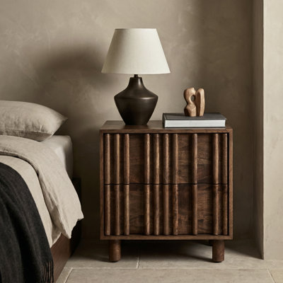 Ardelle 2-Drawer Fluted Wood Nightstand